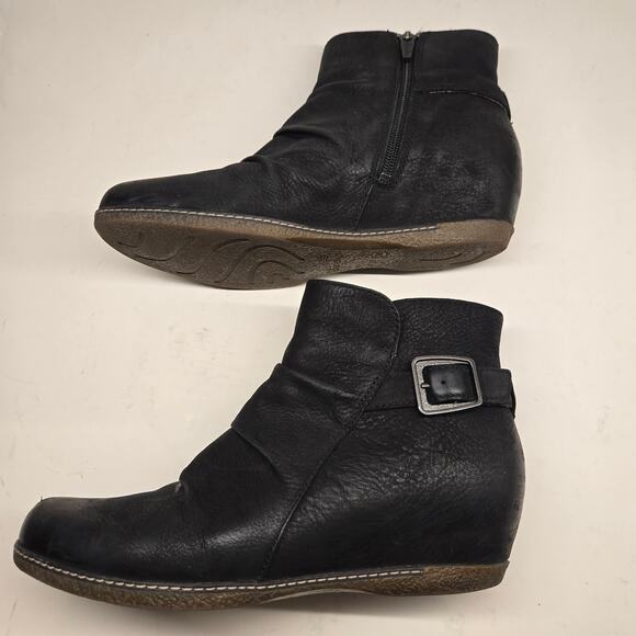 Dansko Lia Black Burnished Nubuck Side Zip Hidden Wedge Ankle Boot | EU 39-US 9 - Picture 6 of 11